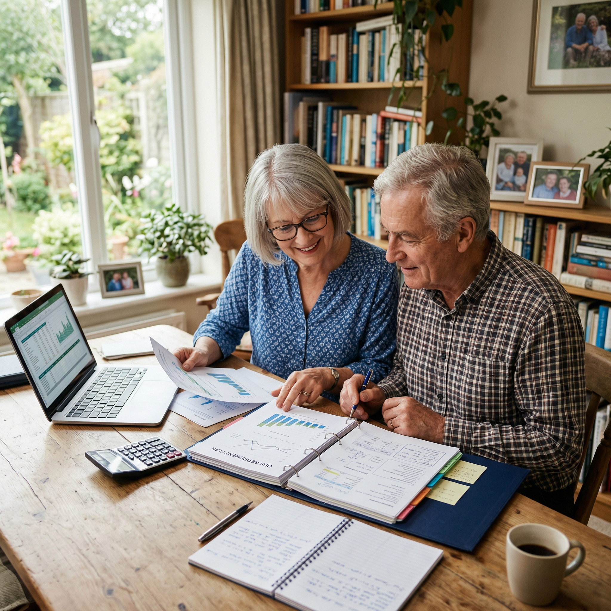 Senior couple walking together planning their retirement